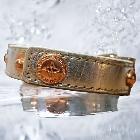 CUFF BCBG SILVER LEATHER 3/4" "#SWEET" ROSE GOLD Tone SLIDE Letters 7-7 1/2" - Picture 11 of 13